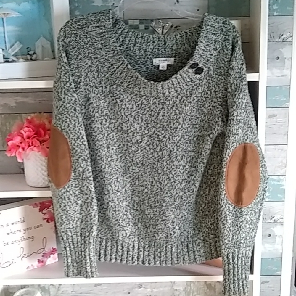 Old navy Lambs wool/ angora sweater with elbow patches green size xl